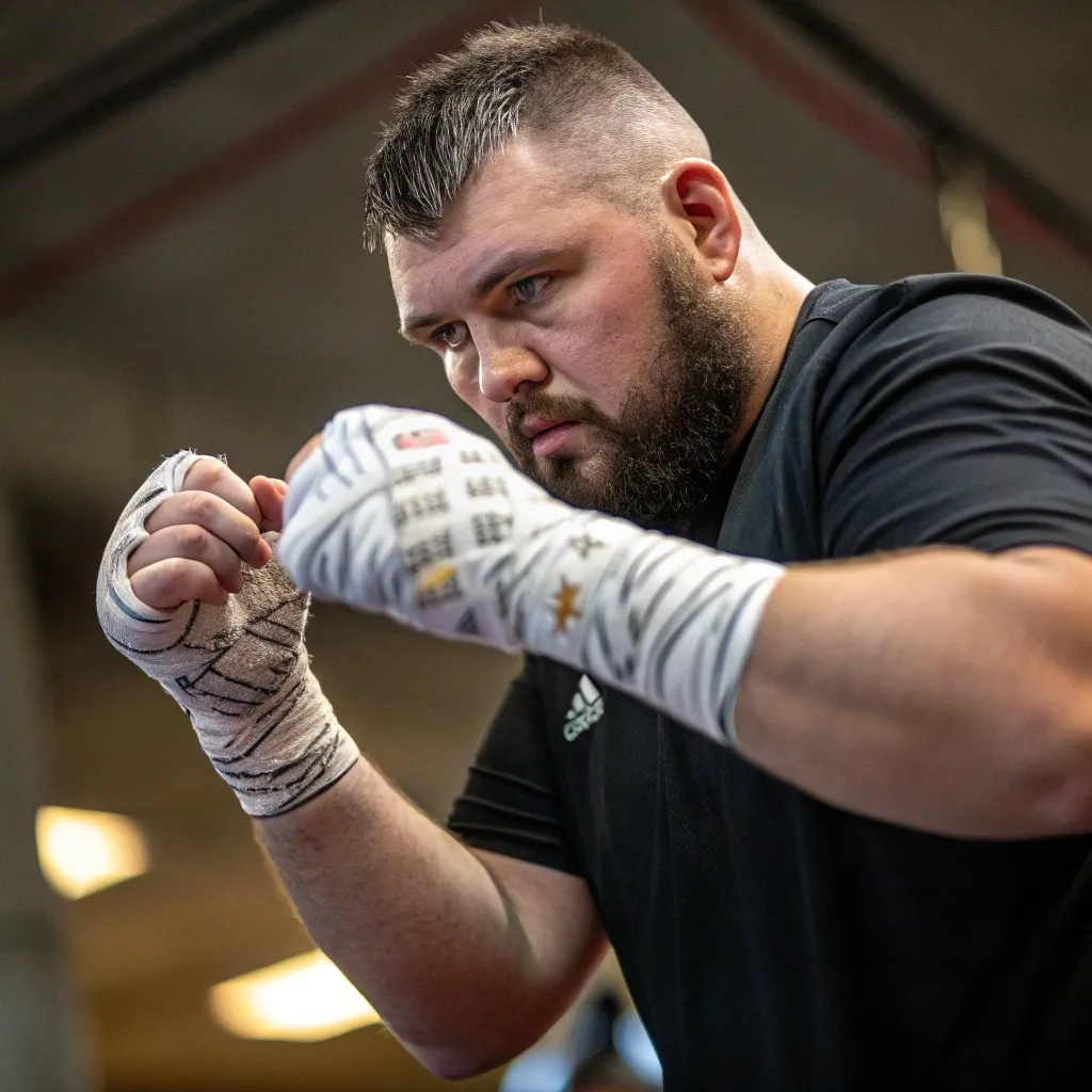 Michael Smith with boxing wraps